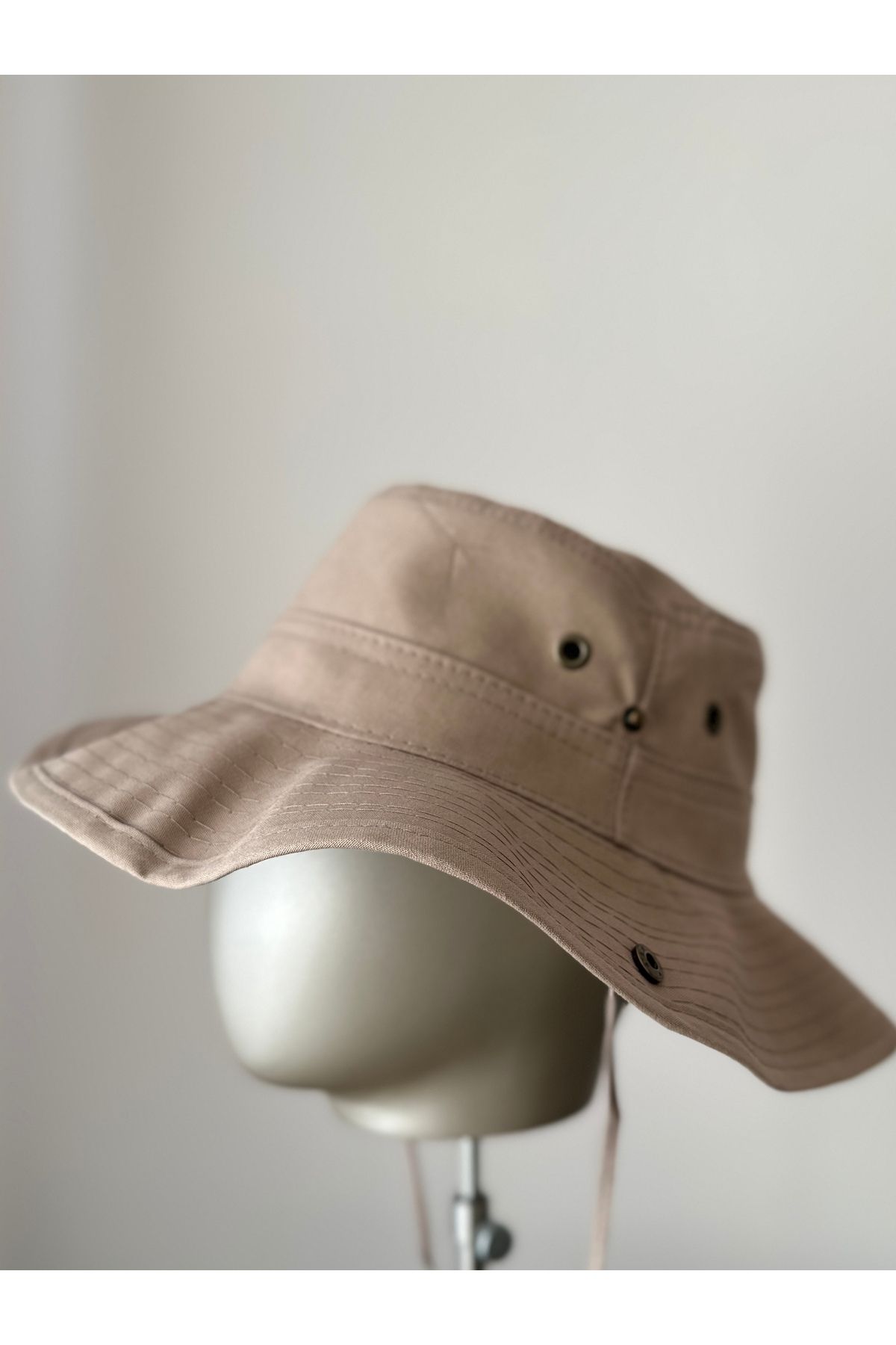 Amor Center Unisex Yazlık Safari Kovboy Katlanabilir Şapka Havalandırma Delikli Keten/Pamuk