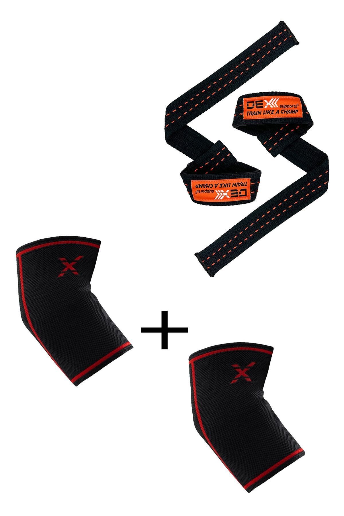 Dex Supports Lasting Energy Fitness Dirseklik (Elbow Sleeve ) , Halter Kayışı ( Lifting Straps ) 2'li Set