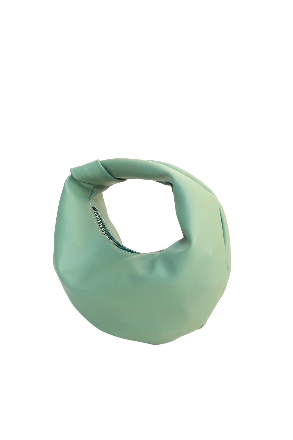Gloria Kadın Mini yeşil Baget Düğüm Detaylı Fermuarlı El Çantası