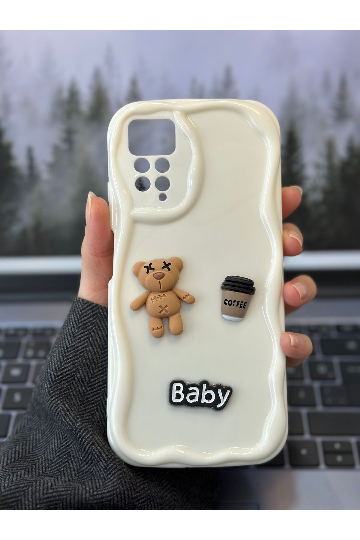 Go Aksesuar Xiaomi Note 11 Pro - 12 Pro 4g Uyumlu Krem Baby Tasarımlı Oyuncaklı Silikon Kılıf