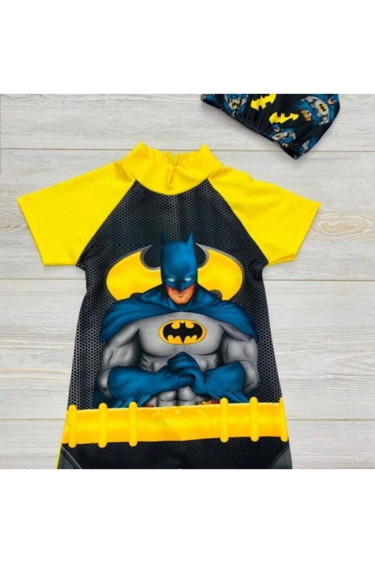 istefani kids Erkek Çocuk Sarı Batman Fıgurlu Kısakol  Tarz Mayo
