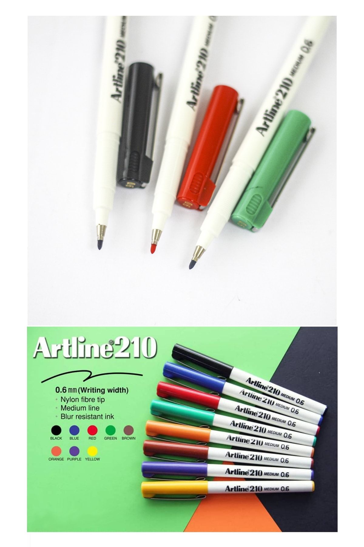 artline 210 Fineliner 8 Renkli Yazı-çizim Kalem Seti (0.6mm)