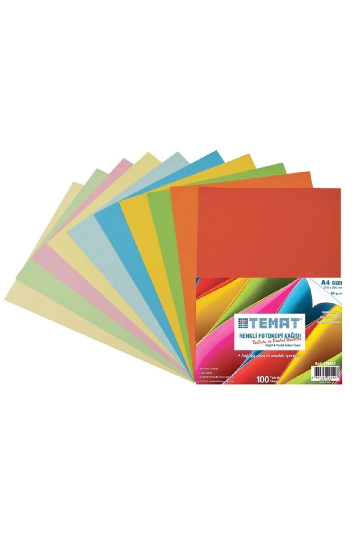 Temat Renkli Fotokopi Kağıdı A4 100 Yaprak