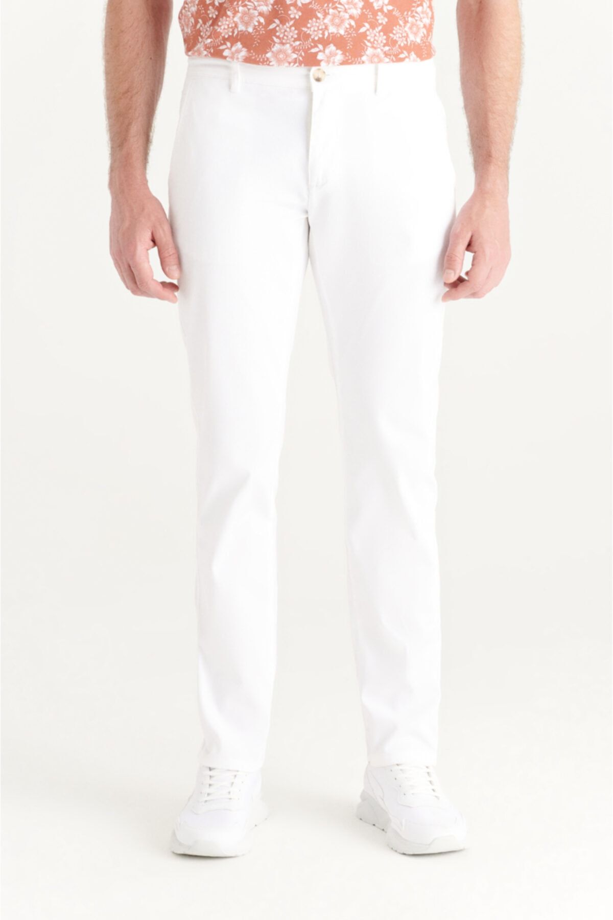 Avva Erkek Beyaz Yandan Cepli Armürlü Slim Fit Pantolon A11y3036