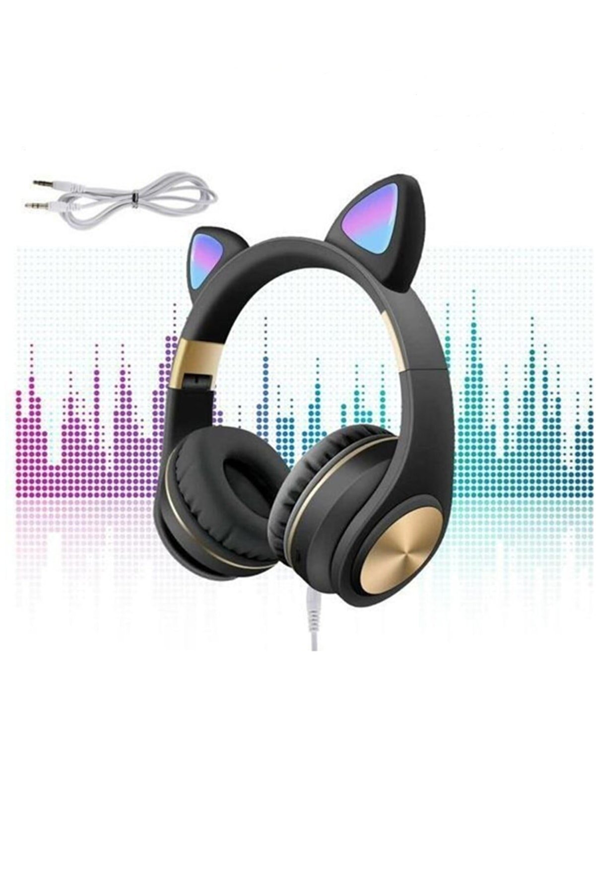 Universal Budi Kablosuz Bluetooth Kedi Kulaklık Stereo Yüksek Ses Akıllı Renkli Led P68m.