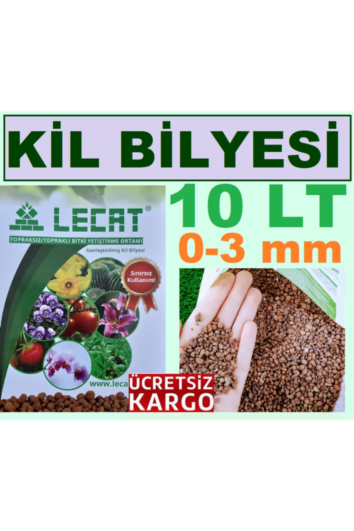 lecat Kil Bilyesi 10 Lt 0-3 Mm Genleştirilmiş Kil Bilyesi Topraksız Bitki Yetiştirme