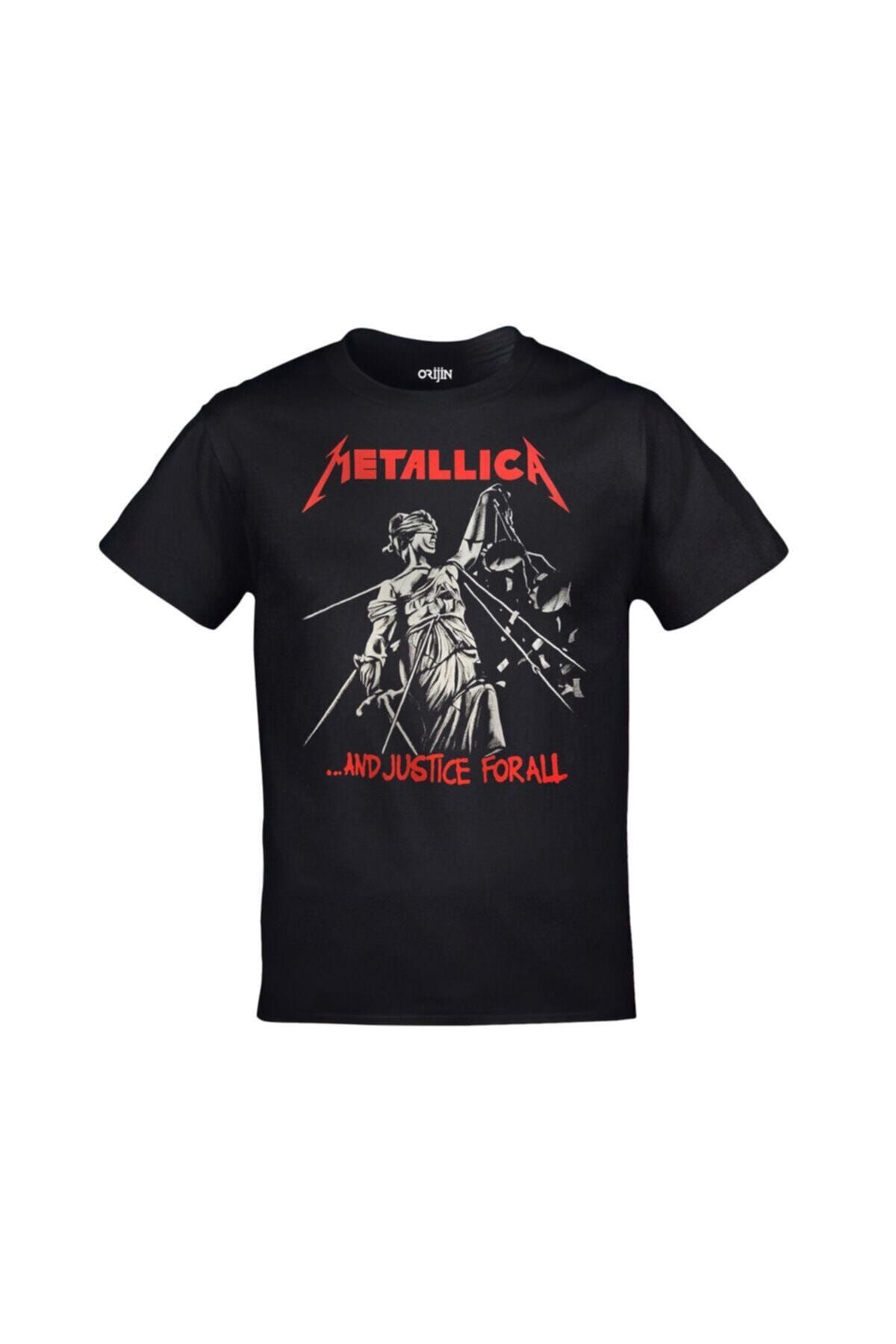 Orijin Tekstil Unisex Siyah Metallica And Justice For All Baskılı Tshirt