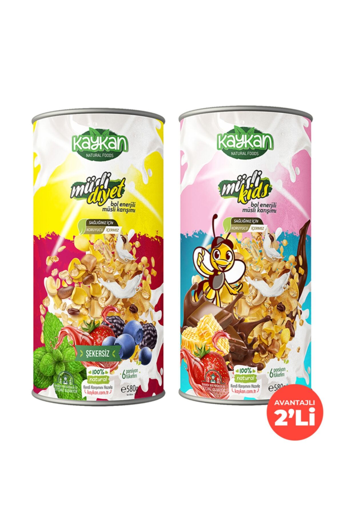 Kaykan Natural Foods Kaykan Müsli Diyet + Müsli Kids Granola 580gr 2'li Paket