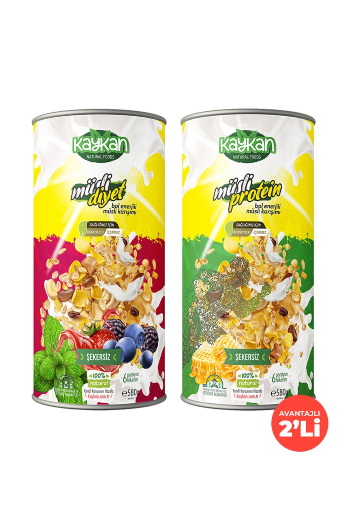 Kaykan Natural Foods Kaykan Müsli Diyet + Müsli Protein Granola 580gr 2'li Paket
