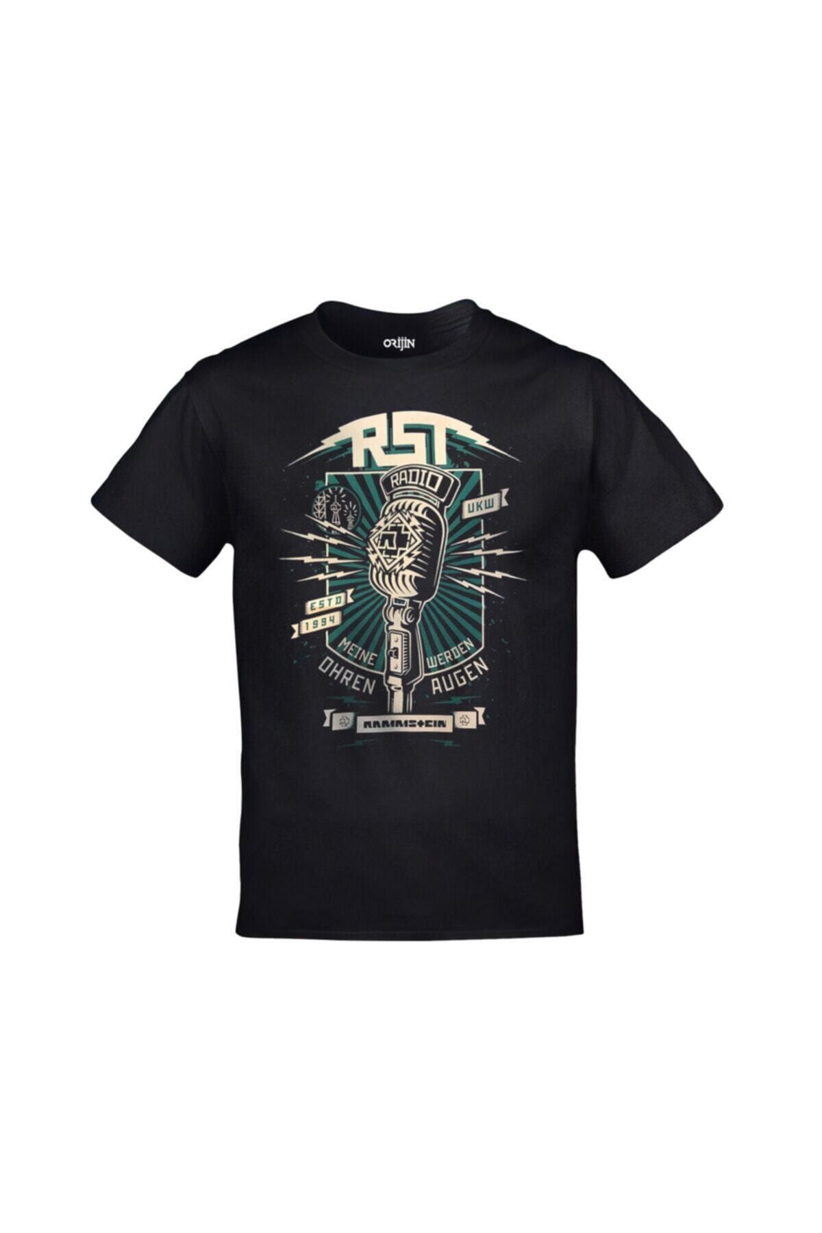 Orijin Tekstil Unisex Siyah Rammstein Radio Baskılı Tshirt