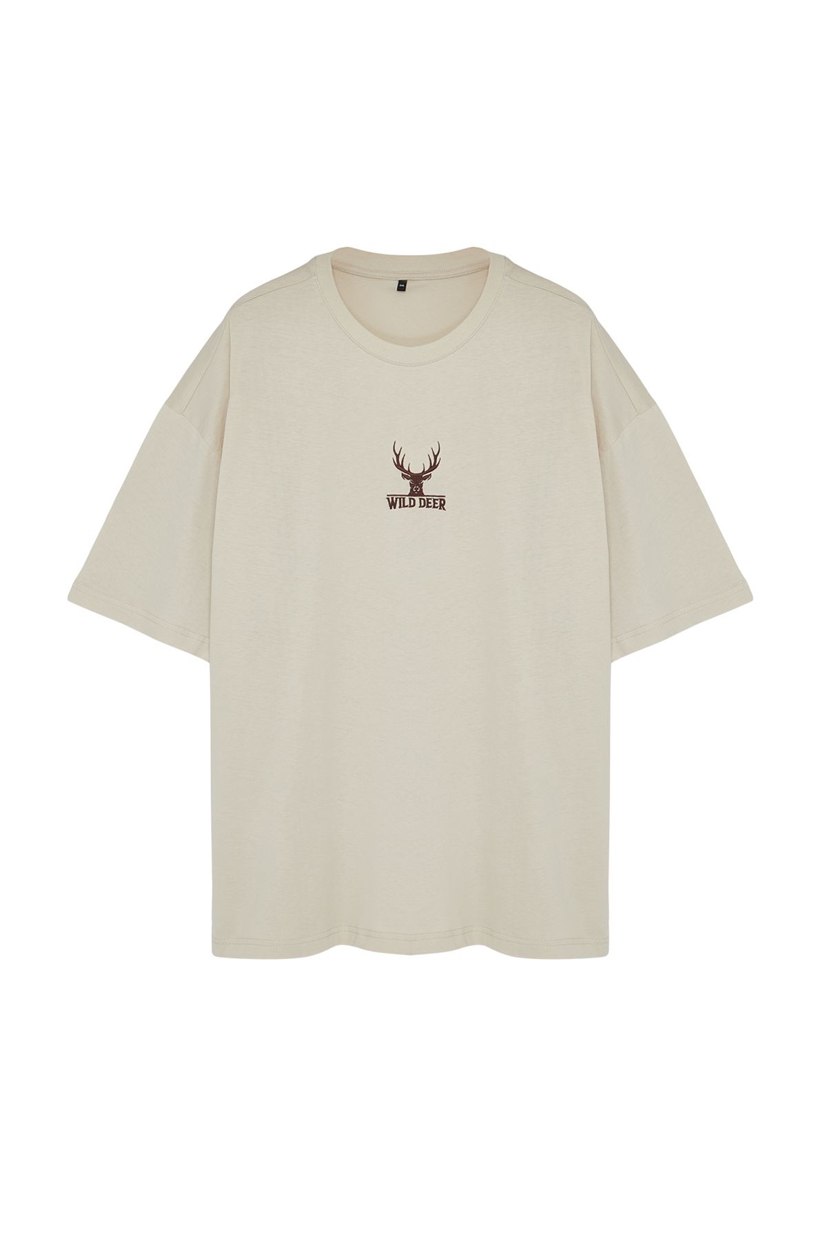 TRENDYOL MAN Büyük Beden Taş   Oversize Hayvan Nakışlı %100 Pamuklu Rahat T-Shirt Ürün Kodu: TMNSS24BF00046