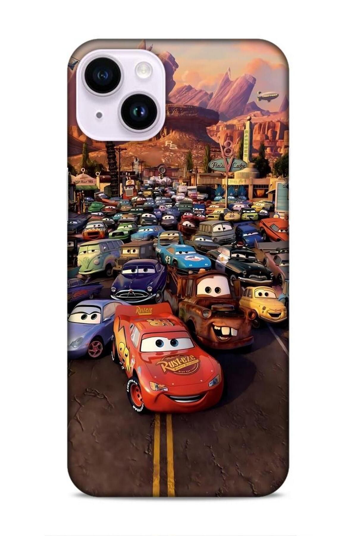 Lopard Apple iPhone 14 Plus Kılıf Animasyon 30 Arabalar Kenarları Şeffaf Kapak