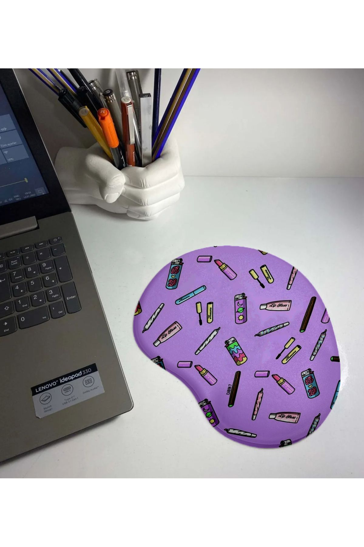 UcuruStore Morlu Kadın Çanta İçerikleri Bilek Destekli Mouse Pad