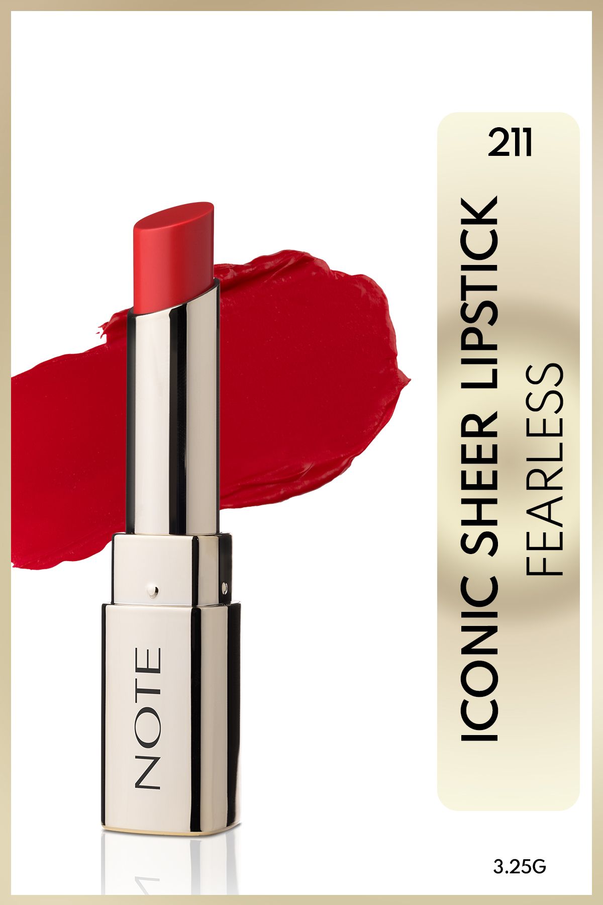 Note Cosmetics Iconic Sheer Lipstick Nemlendirici Parlak Ruj 211 Fearless - Kırmızı