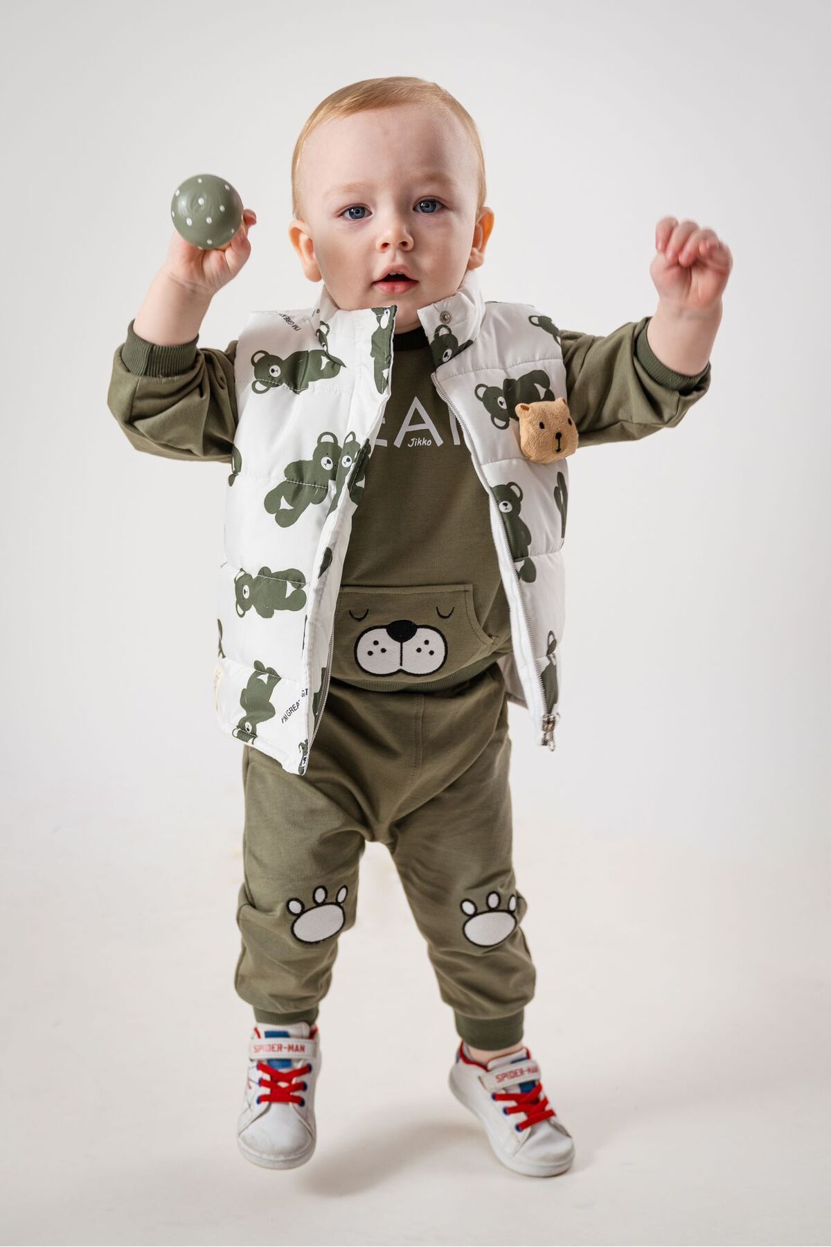 Jikko Baby Erkek Bebek Ayıcık Aksesuarlı Şişme Yelekli Eşofman İki İp 3'lü Takım 6060