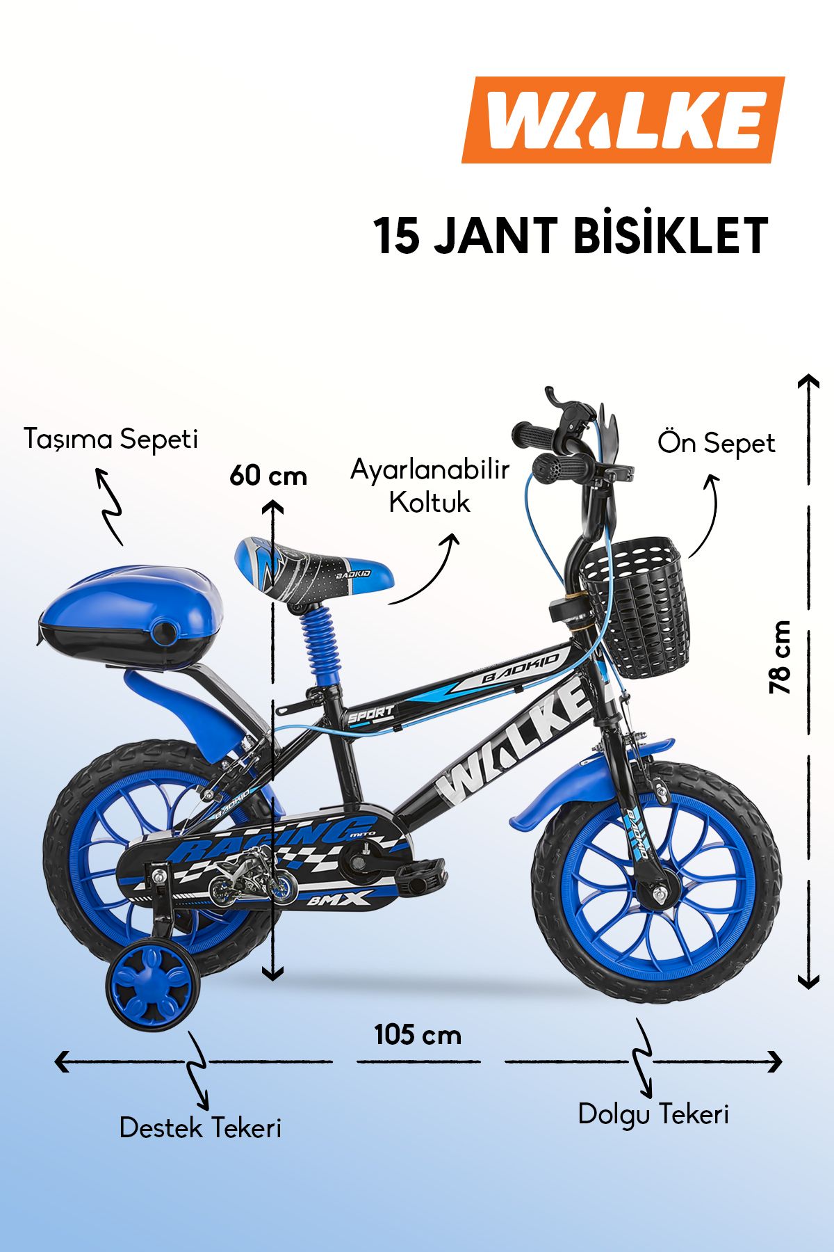 Walke Mito 15 Jant Çocuk Bisikleti Mavi