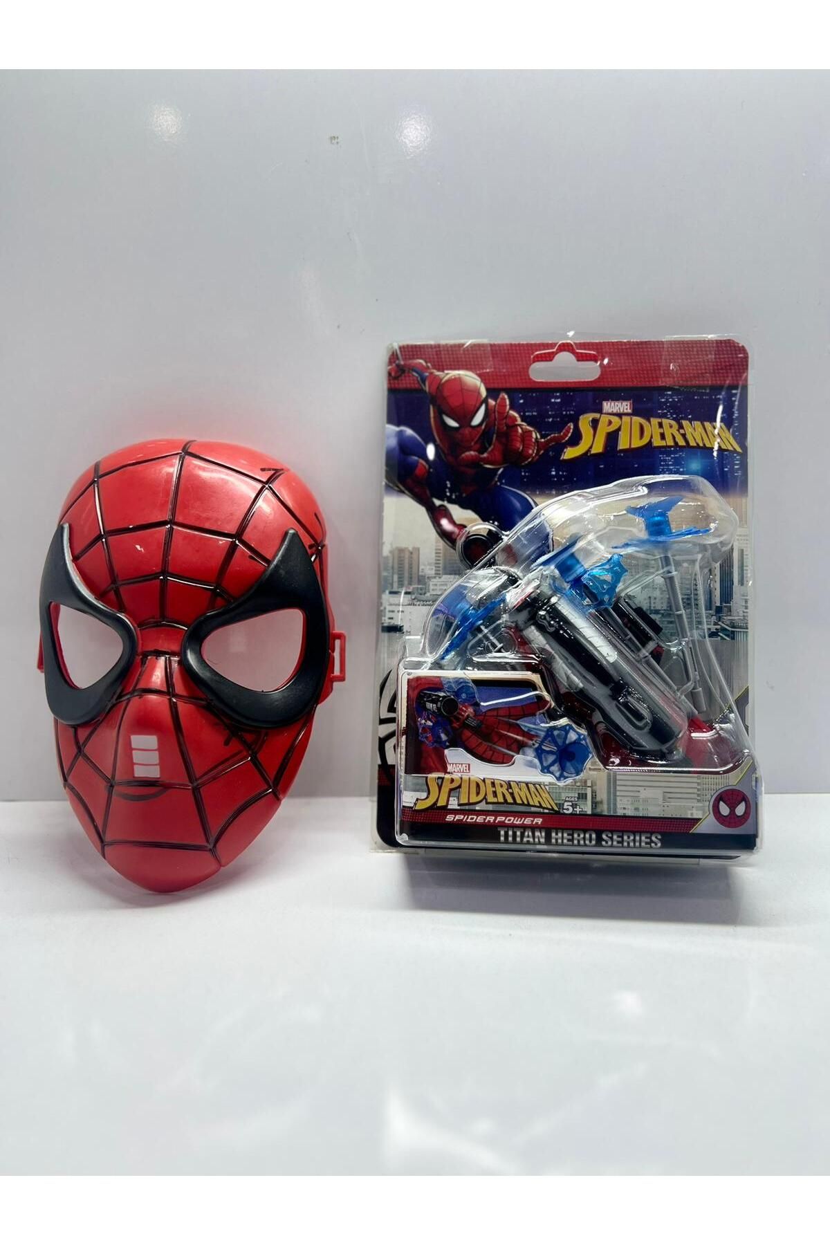 KİNKU 3 Baslikli Vantuz Ağ atan + spiderman- Örümcek adam Maske hediyeli spiderman oyuncak seti