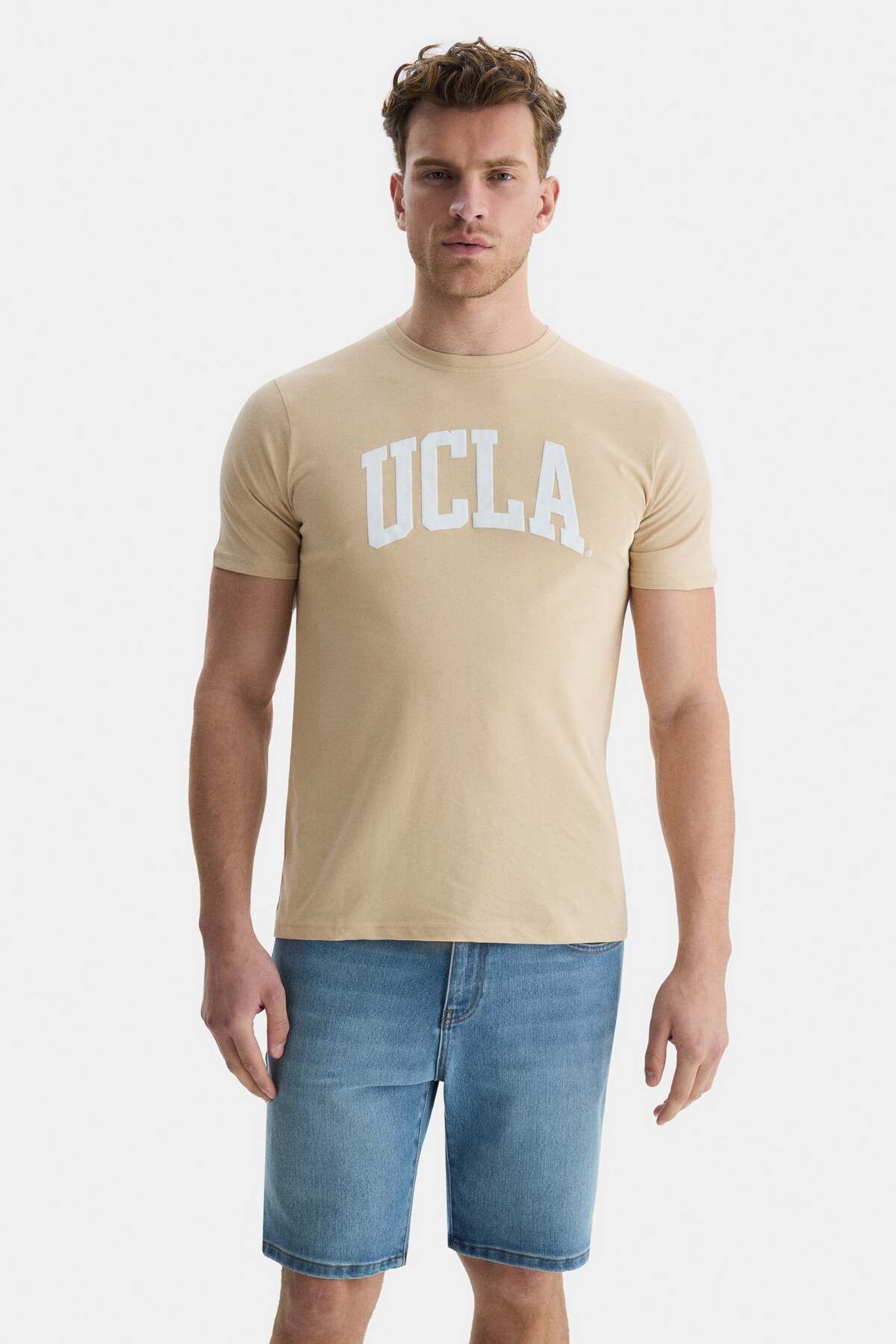 Ucla CULVER Kahve Bisiklet Yaka Baskılı Standard Fit Erkek Tshirt