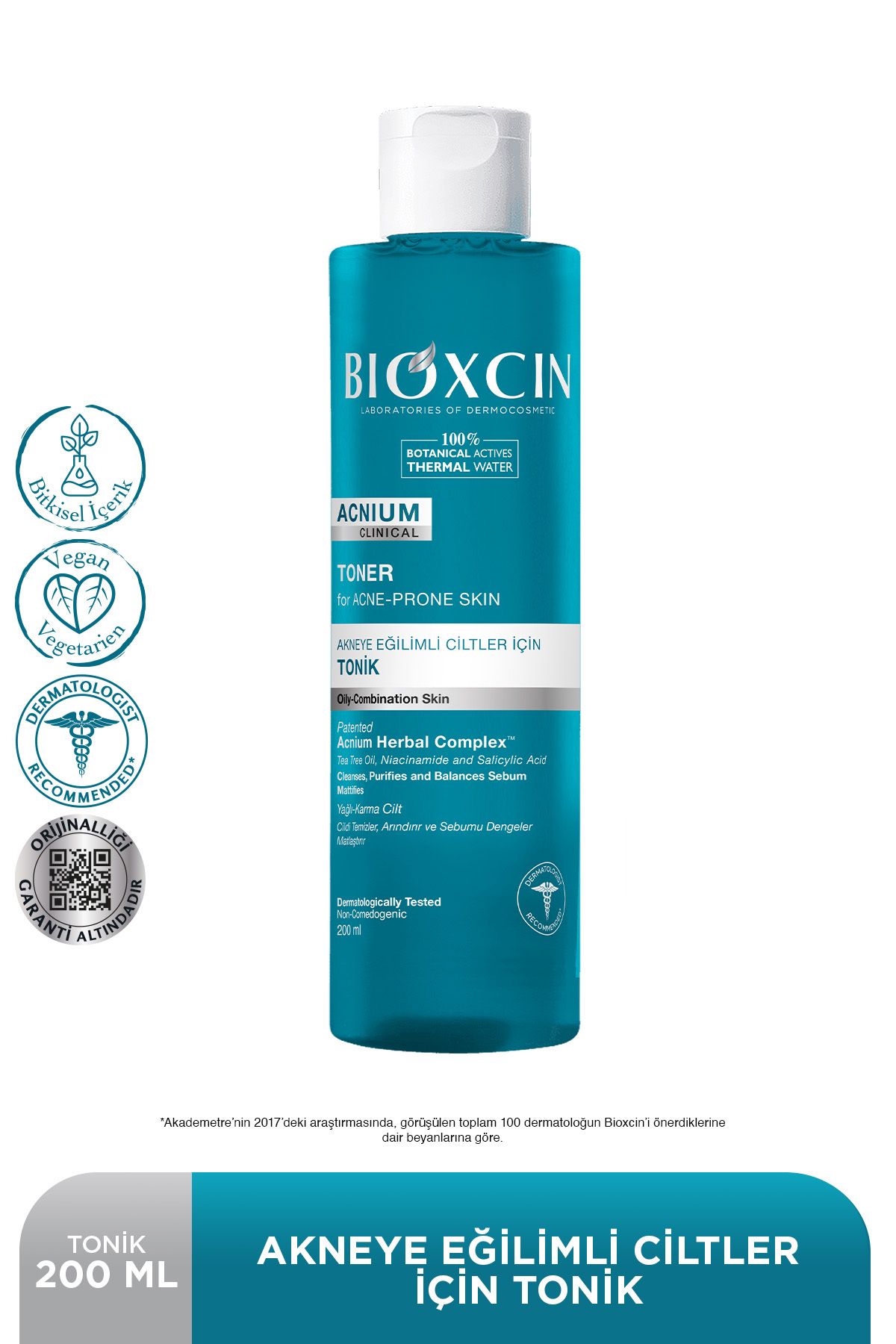 Bioxcin Acnium Tonik 200 Ml Clinical Vegan Akneye Eğilimli Ciltler İçin
