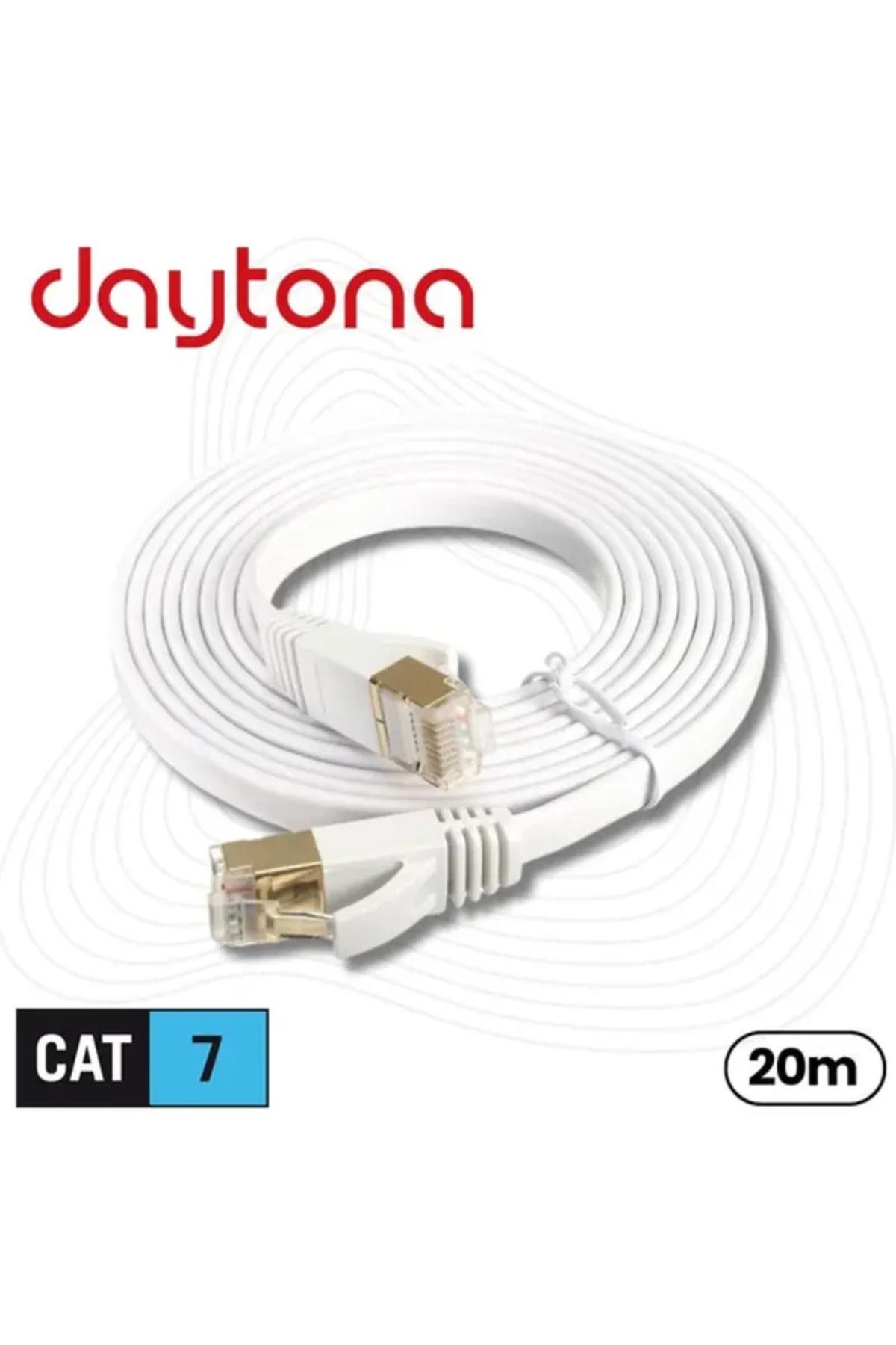 Daytona A4453 Gigabit Cat7 Flat Ethernet RJ45 Modem 10GBPS 600MHZ Internet Kablosu (20 metre)