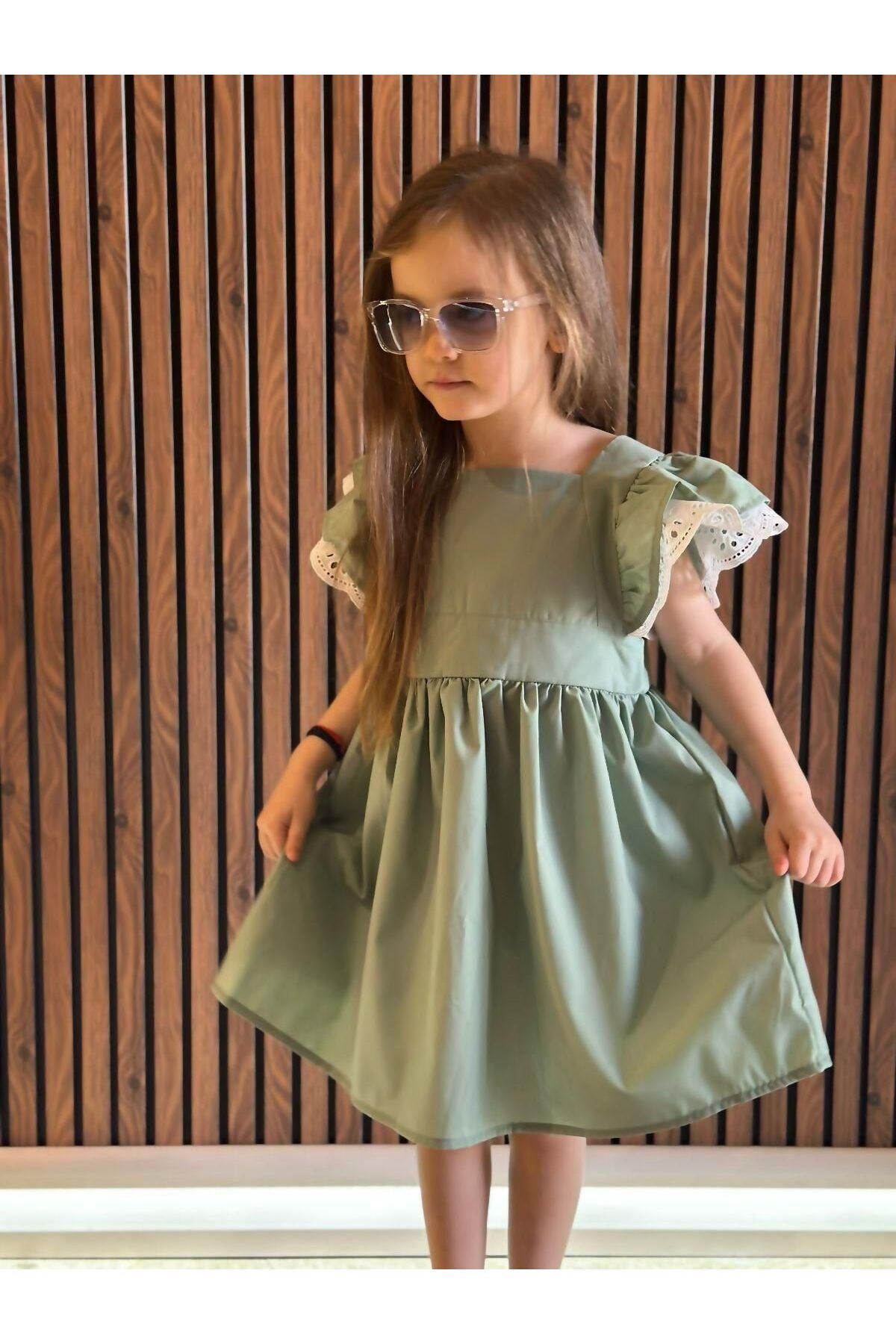 Asel Kids Kolları Dantel Detaylı Kız Çocuk Elbise