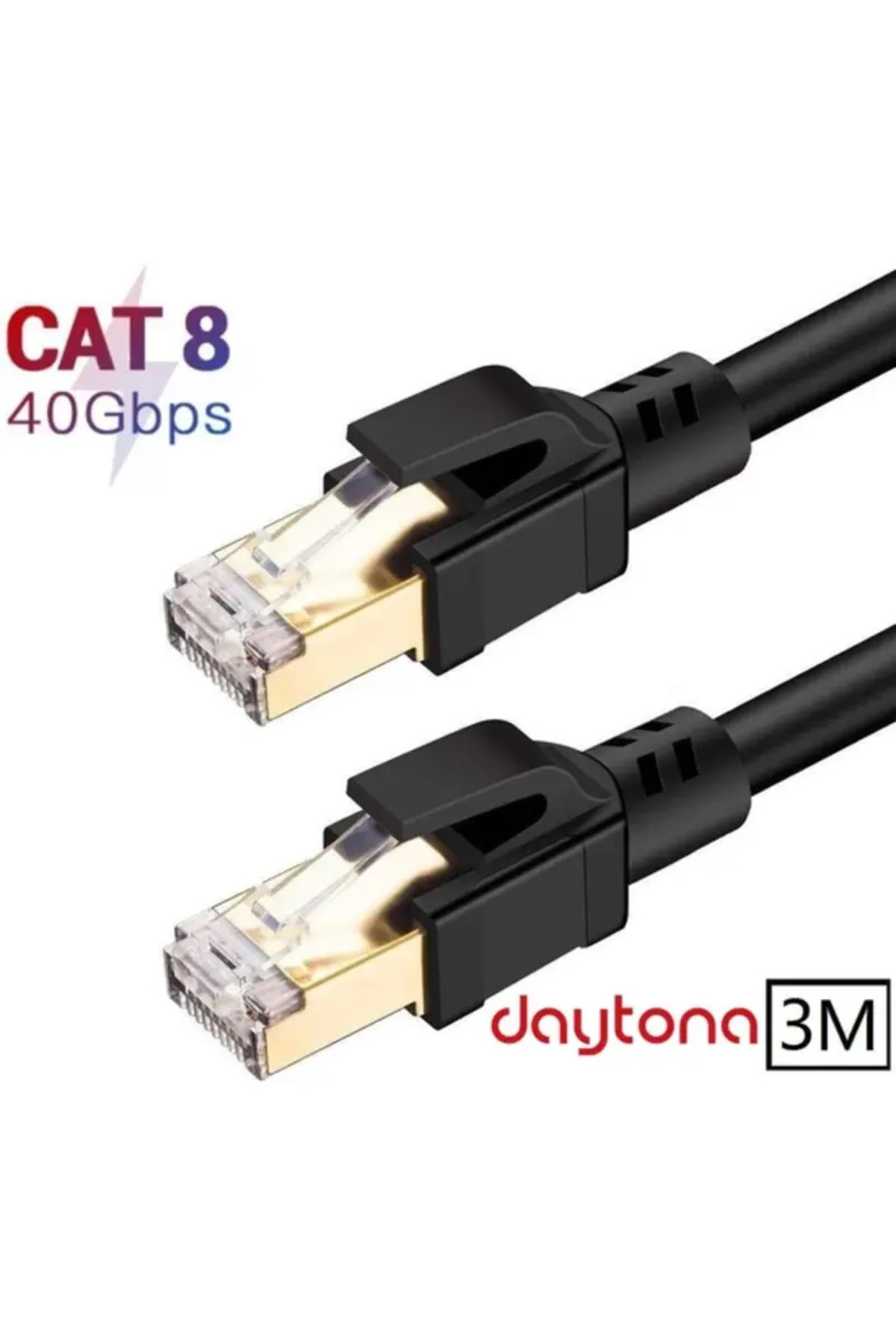 Daytona A5215 Gıgabıt Cat8 40gbps S/ftp 2000mhz Altın Uçlu Yüksek Hızlı Internet Kablosu (3 METRE)
