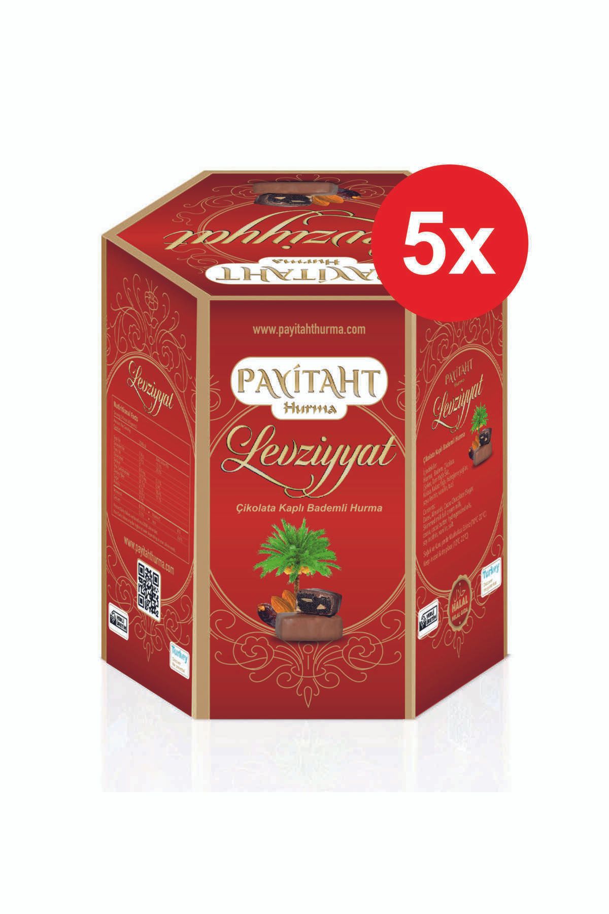 payitaht hurma Levziyyat - Sütlü Çikolata Kaplı Bademli Hurma 250gr X5 Paket