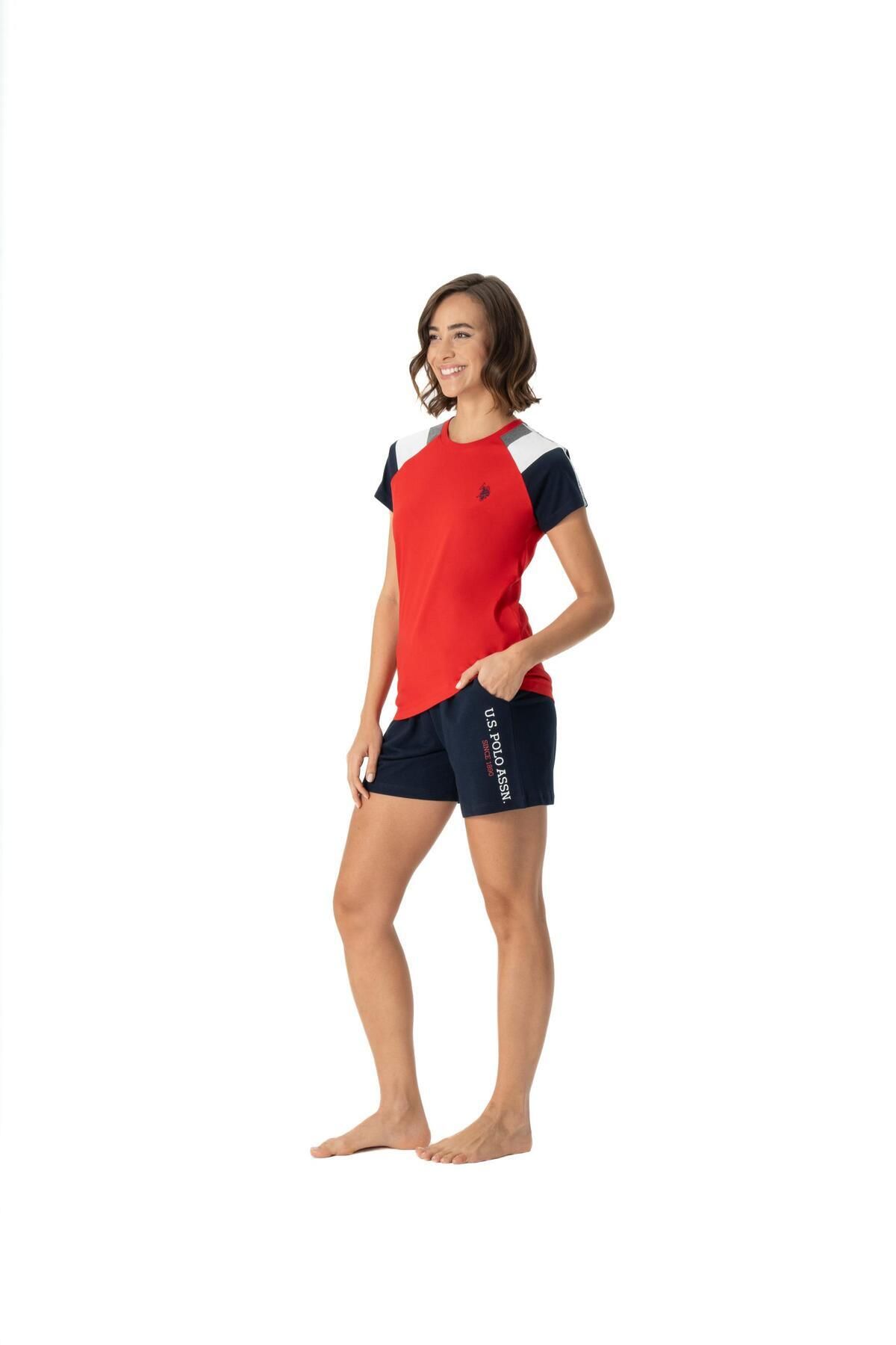 U.S. Polo Assn. U.S. Polo Assn. Kadın Kırmızı Regular Tişört Şort 2'li Pijama Takımı Yazlık