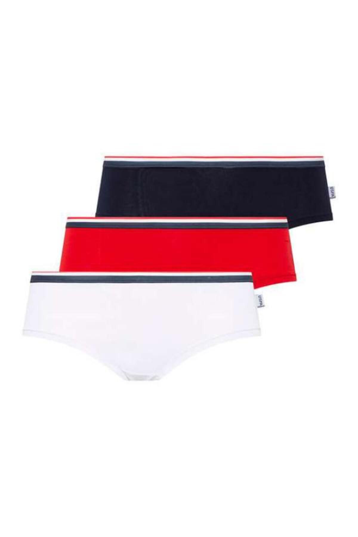 U.S. Polo Assn. U.S. Polo Assn. İç Giyim Kadın Beyaz &Lacivert &Kırmızı 3'lü Takım L.2.0.1.L.0.29