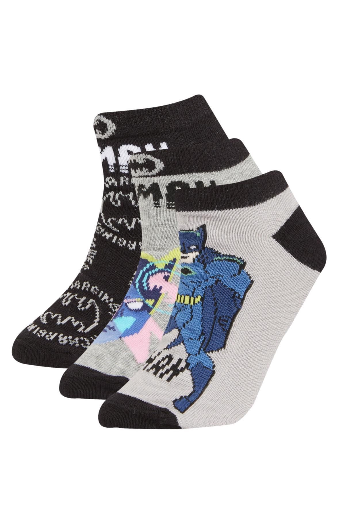 Defacto Erkek Çocuk Batman 3lü Pamuklu Patik Çorap C0256A8NS