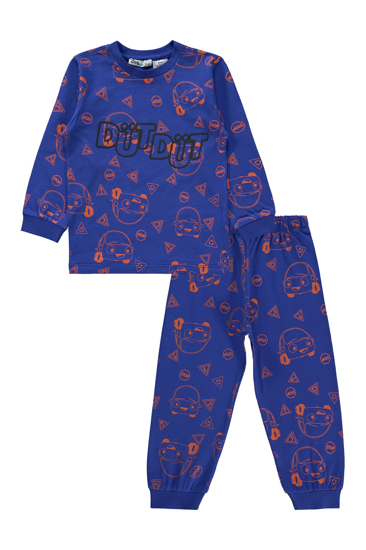 Kukuli Erkek Çocuk Pijama Takımı 2-5 Yaş Saks Mavisi