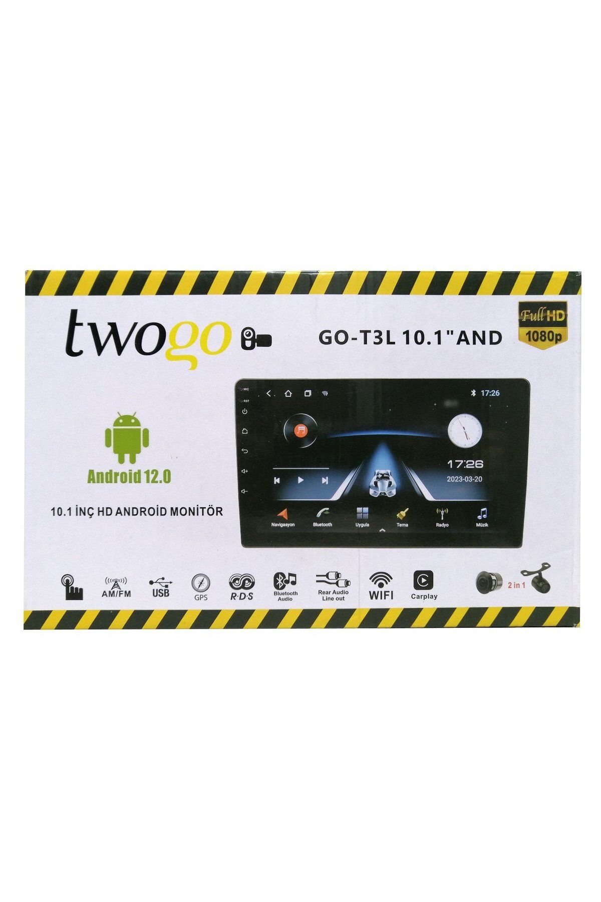 Twogo 10.1” İnç Android 12.0 İşletim Sistemli Multimedya 2GB-32GB Carplay İnce Kasa HD Monitör 4*60W