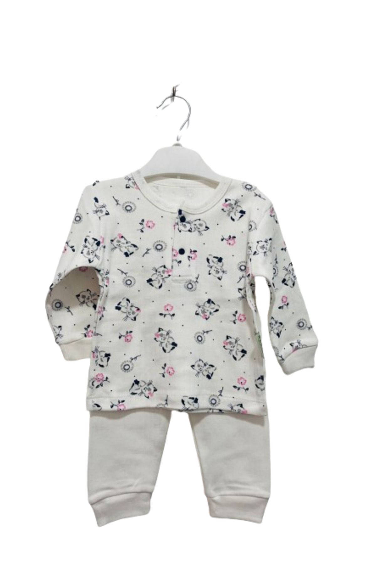 Uğur Böceği Çocuk Dünyası uğurböceğiçocuk Çıtçıt Düğmeli Desenli Alt Üst Takım Bebek Pijama Takım