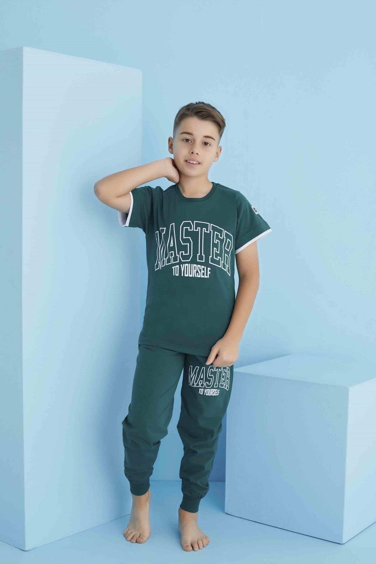 Tarık Erkek Çocuk Pamuklu Kısa Kol Pijama Takımı