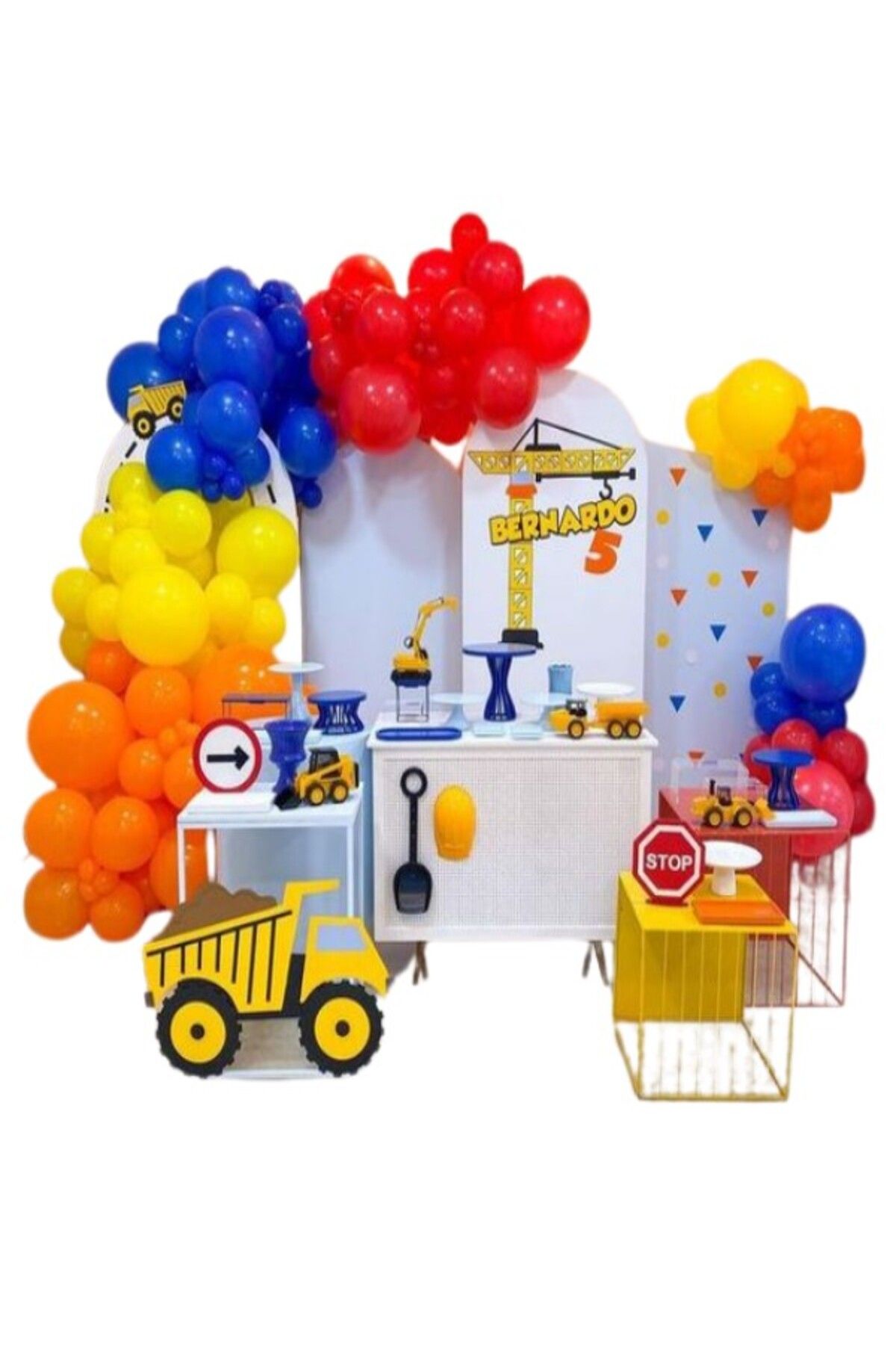 party mix İş Makineleri Balon Zincir Set 65'li İş Makineleri Doğum Günü Konsepti İnşaat Doğumgünü Balon