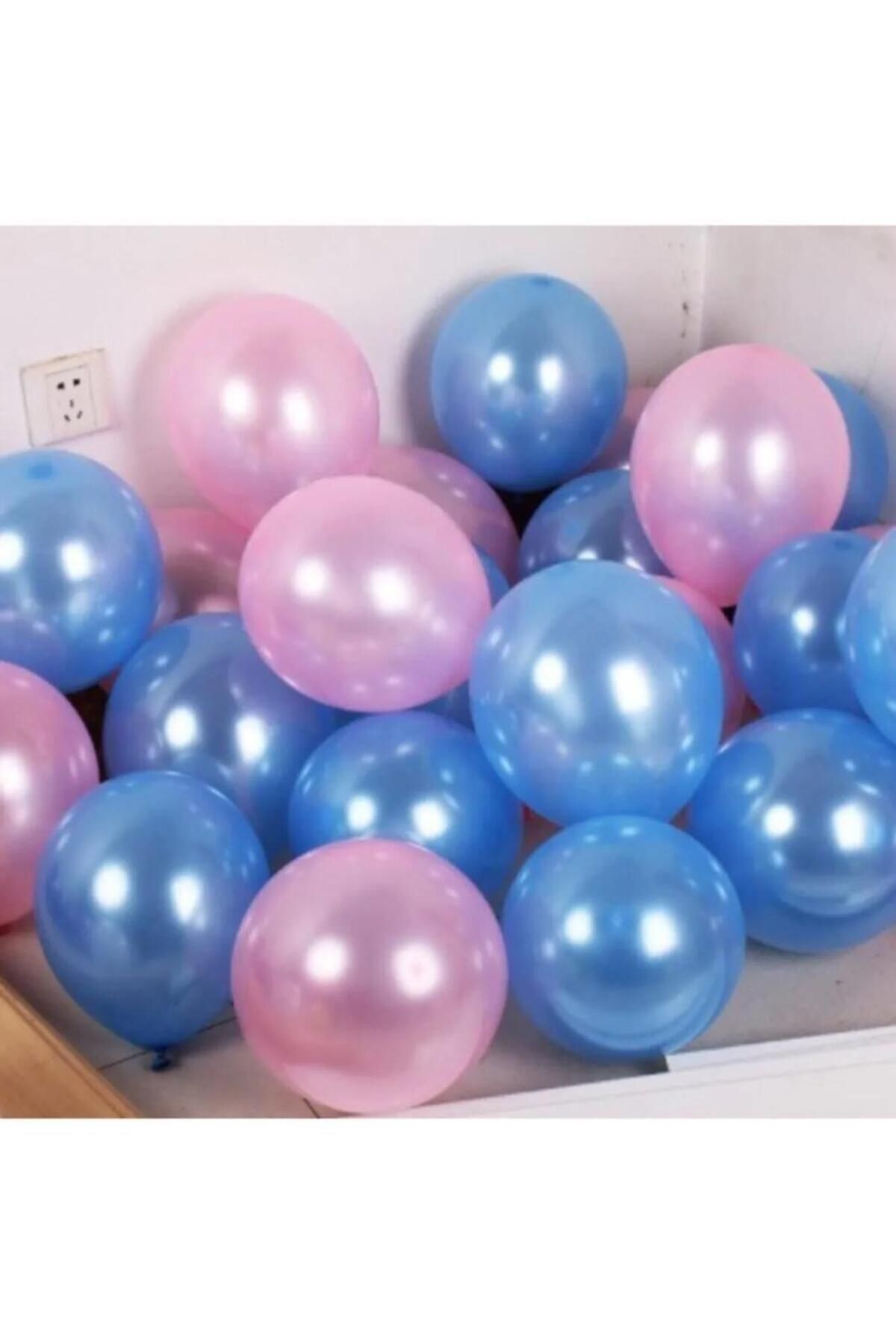 SURPRISE PARTY STORE Cinsiyet Belirleme Partisi Kız Mı Erkek Mi Boy Or Girl Metalik Pembe ve Mavi Balon 10 Adet 30cm