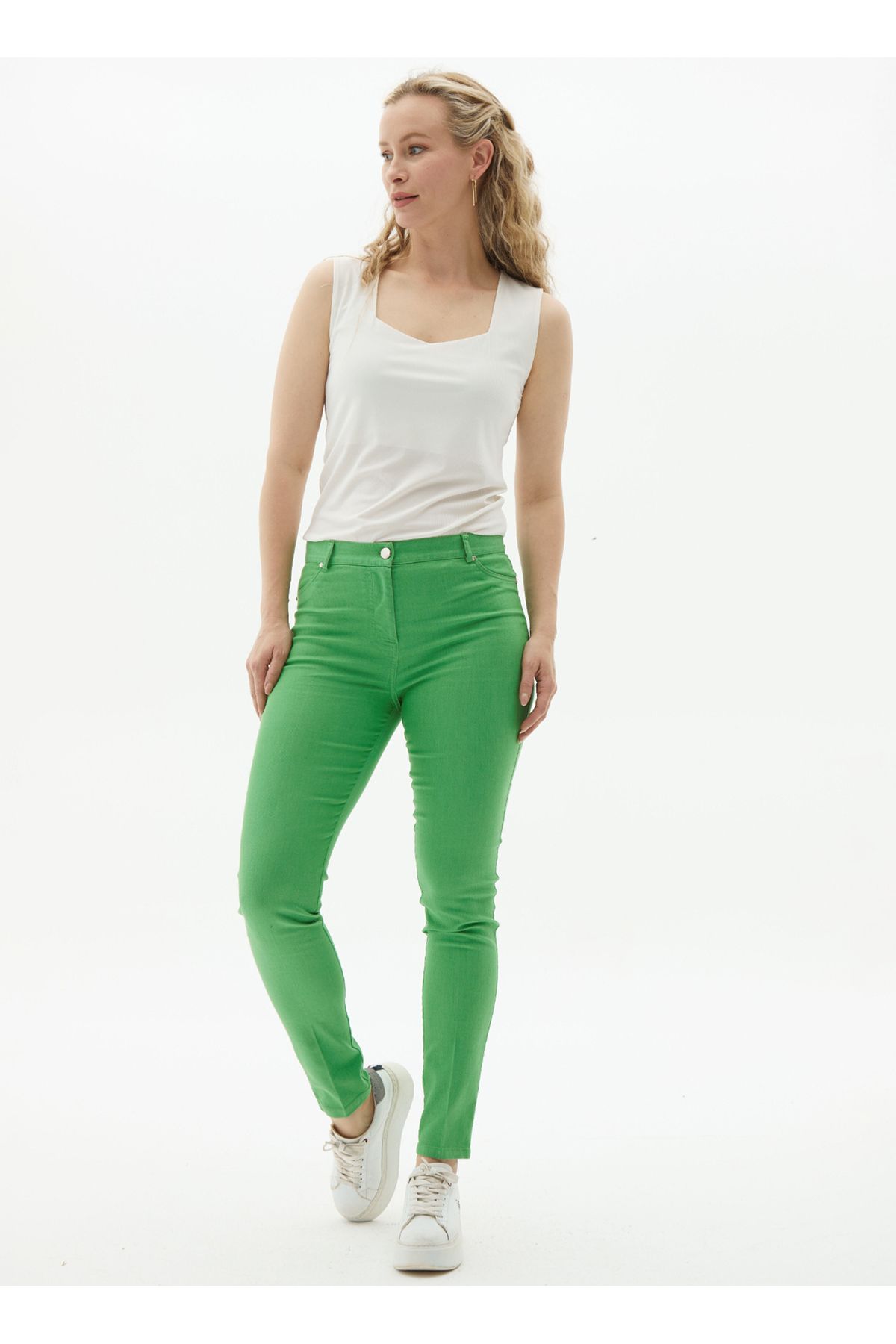 Selen Normal Bel Standart Yeşil Kadın Pantolon 24YSL5187