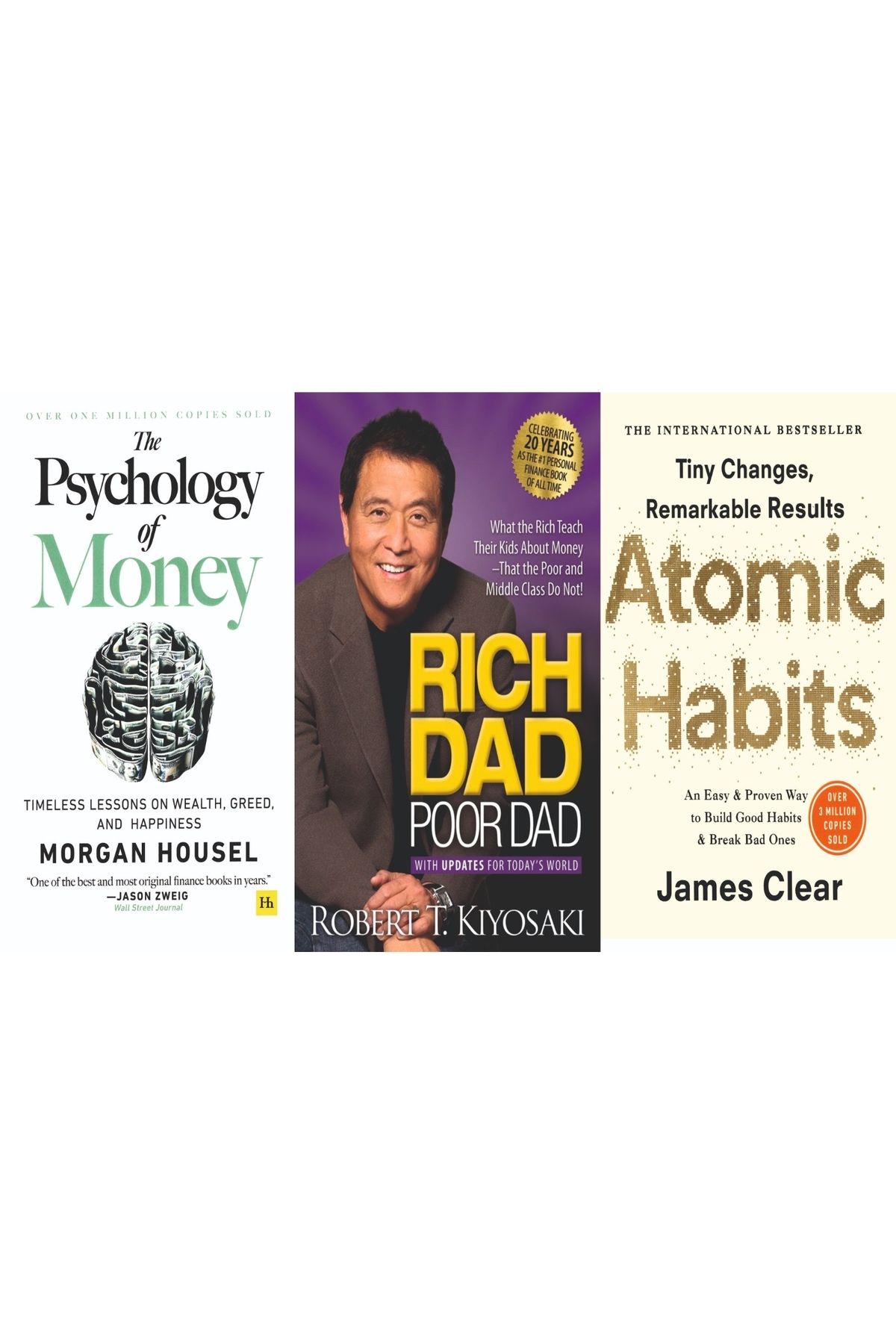 Penguin Books The psychology of money & Rıch dad poor dad & Atomic Habits