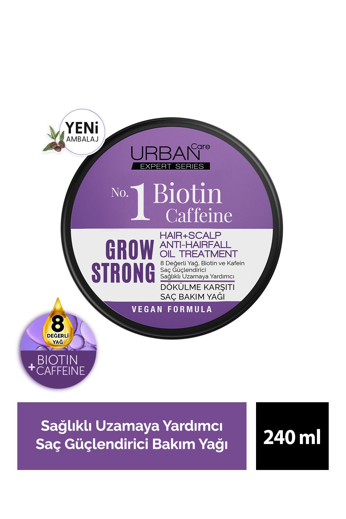 Urban Care Expert Biotin ve Kafein Grow Strong Saç Güçlendirici Bakım Yağı-Vegan-240 ml