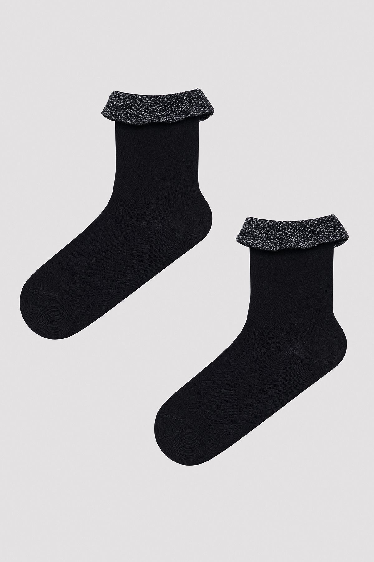 Penti Tulle Frill Siyah Soket Çorap
