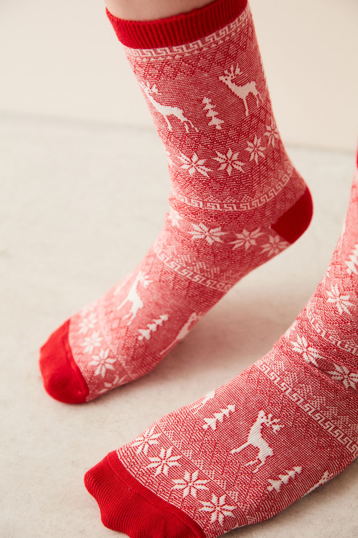 Penti New Year Deer Snowflake Gri 2li Soket Çorap