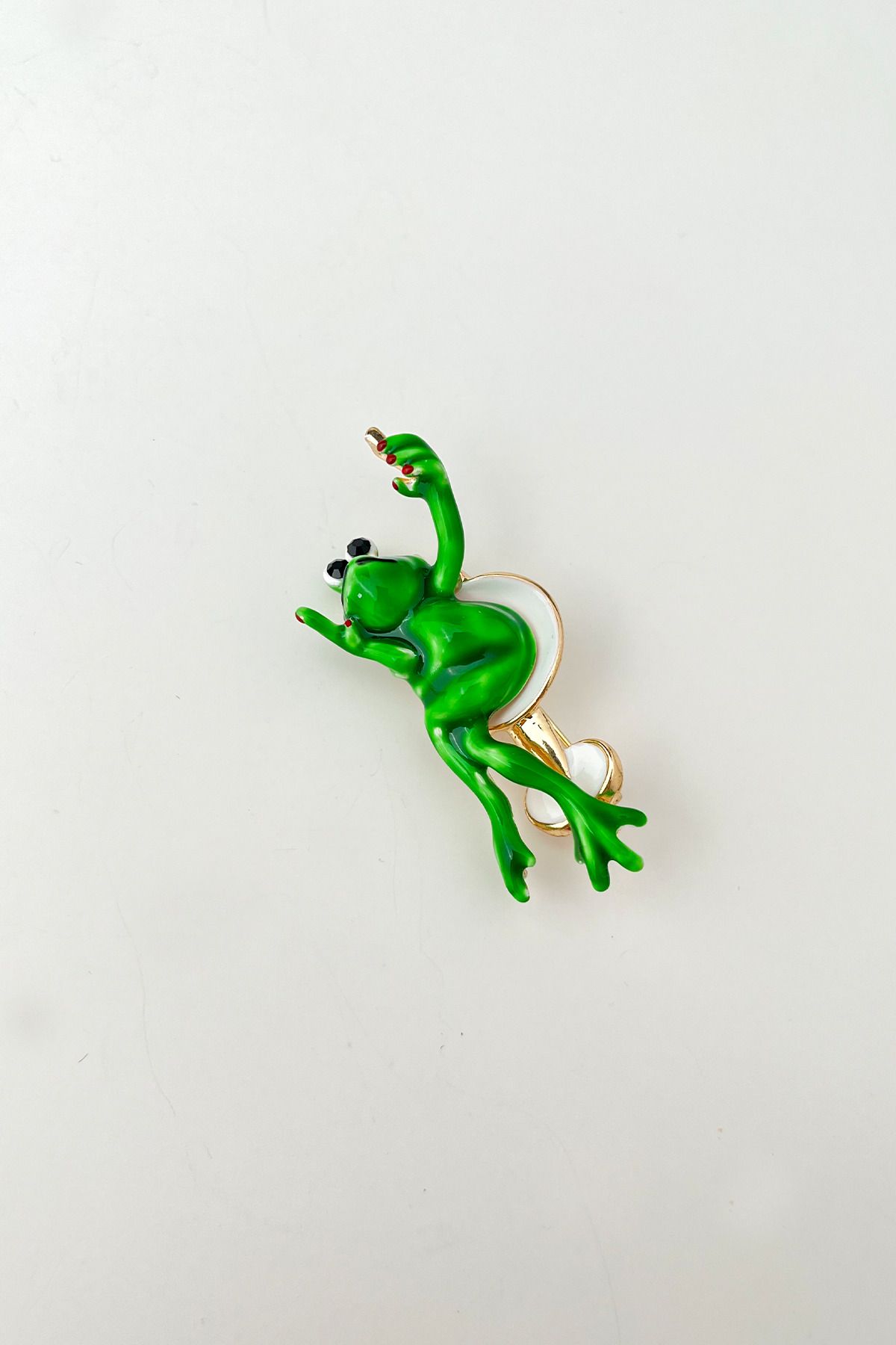 Modex Oturan Yeşil Kurbağa Broş (Ölçü:5cm)
