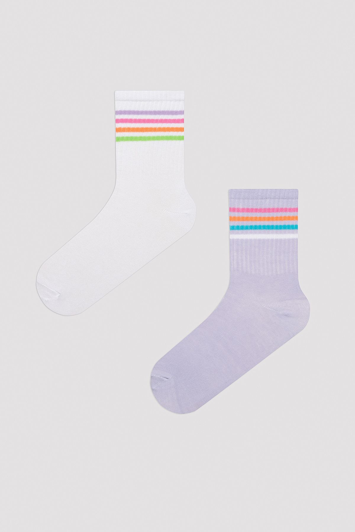 Penti Rainbow Striped Lila 2li Soket Çorap