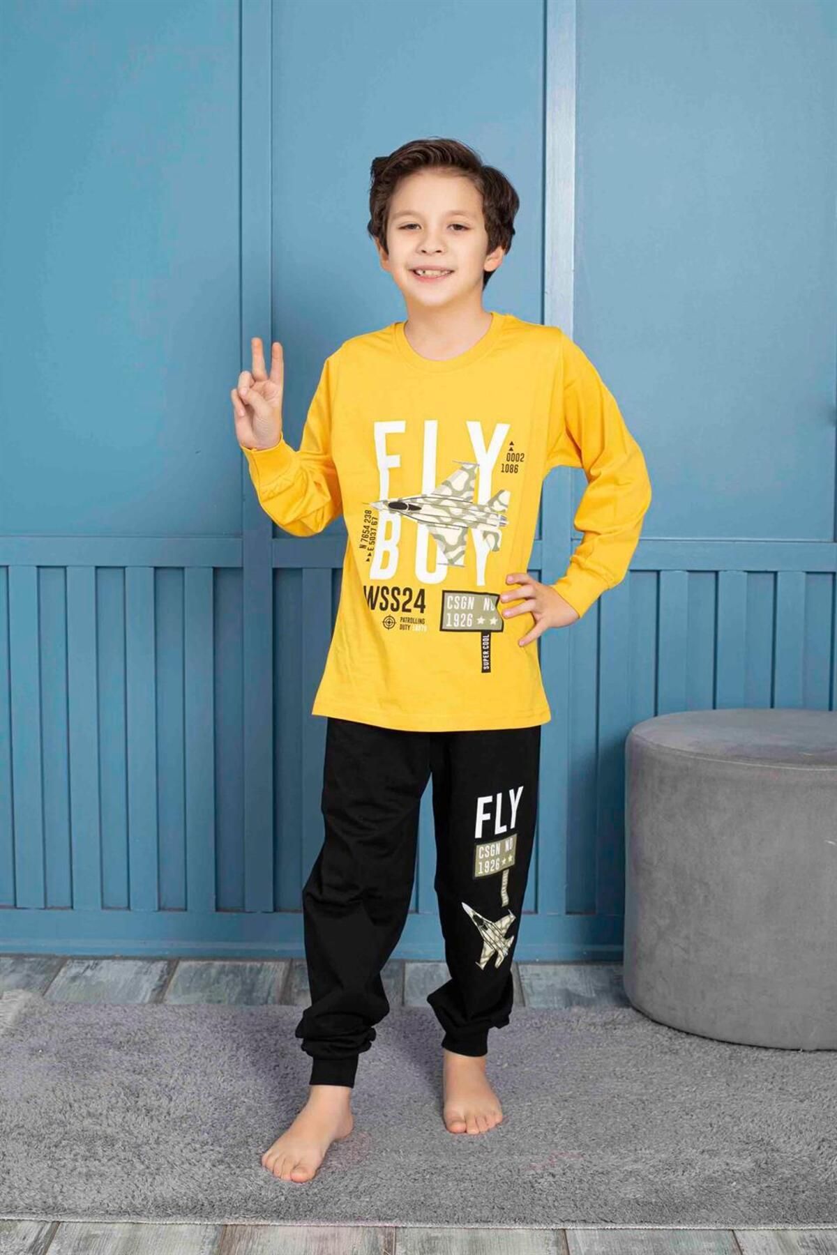 Tarık Erkek Çocuk Pijama Takım 3270 Sarı
