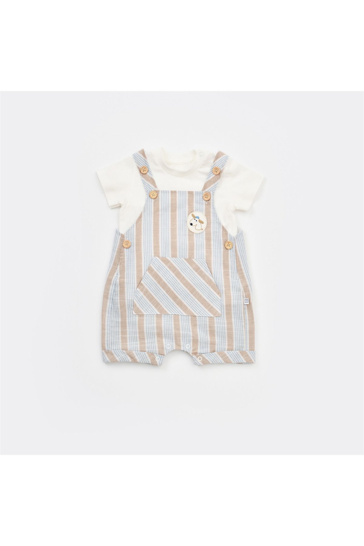 Bibaby Salopet Tulum Stripe Sytle Bej - Mavi