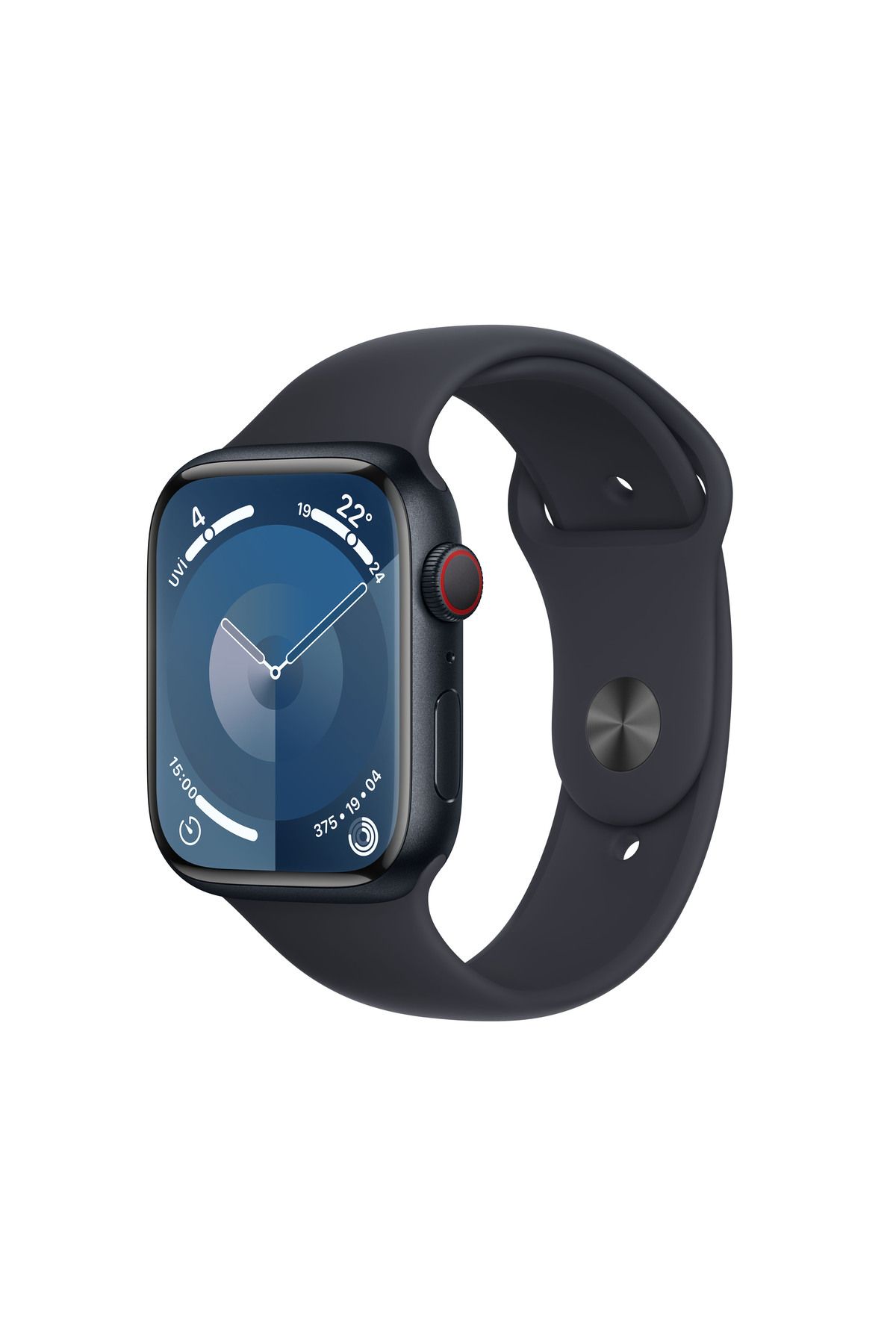 Apple Watch Series 9 GPS + Cellular 45mm Gece Yarısı Alüminyum Kasa ve Gece Yarısı Spor Kordon - M/L