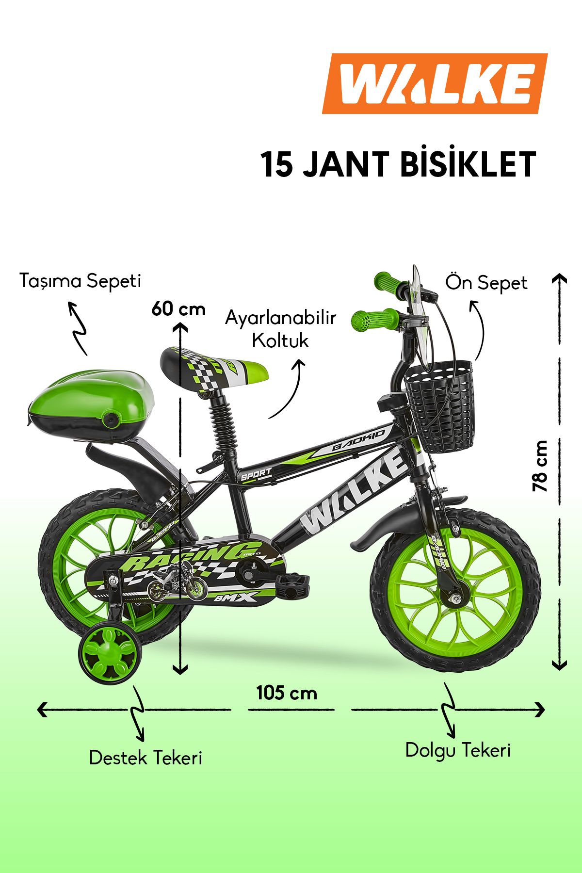 Walke Mito 15 Jant Çocuk Bisikleti Yeşil