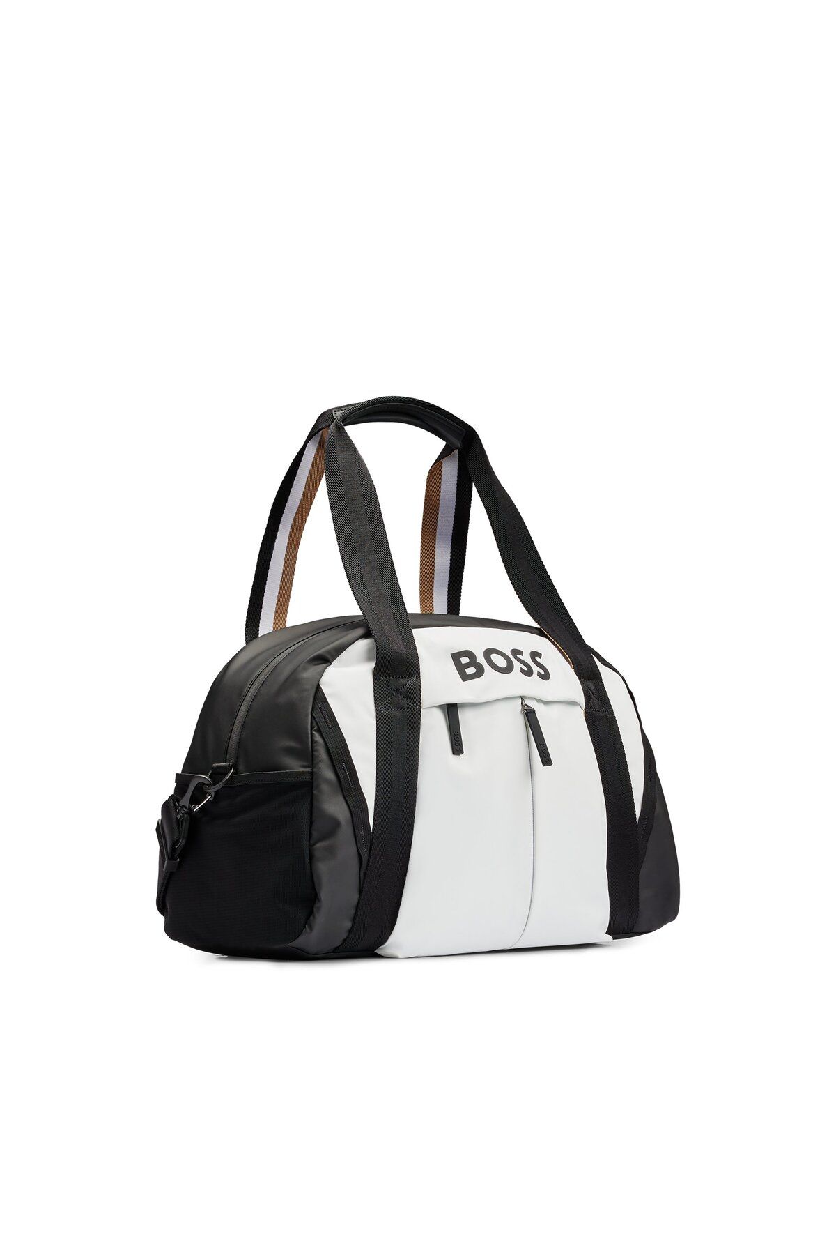 BOSS Logo detaylı suni deri holdall spor çantası