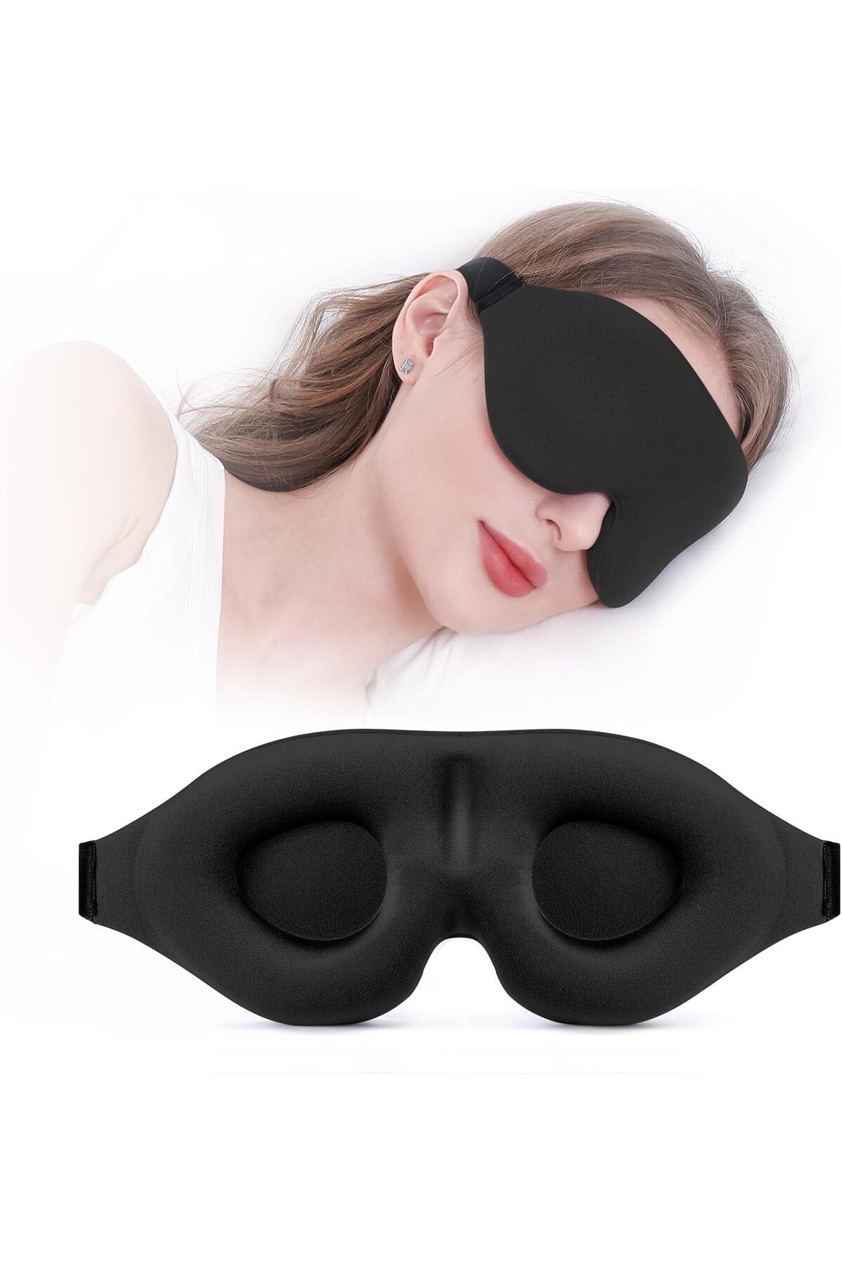 Cinderella %100 Işık Engelleyen Trend 3D Uyku Maskesi Siyah - Ayarlı Yumuşak Dolgulu Nefes Alabilen Göz Bandı