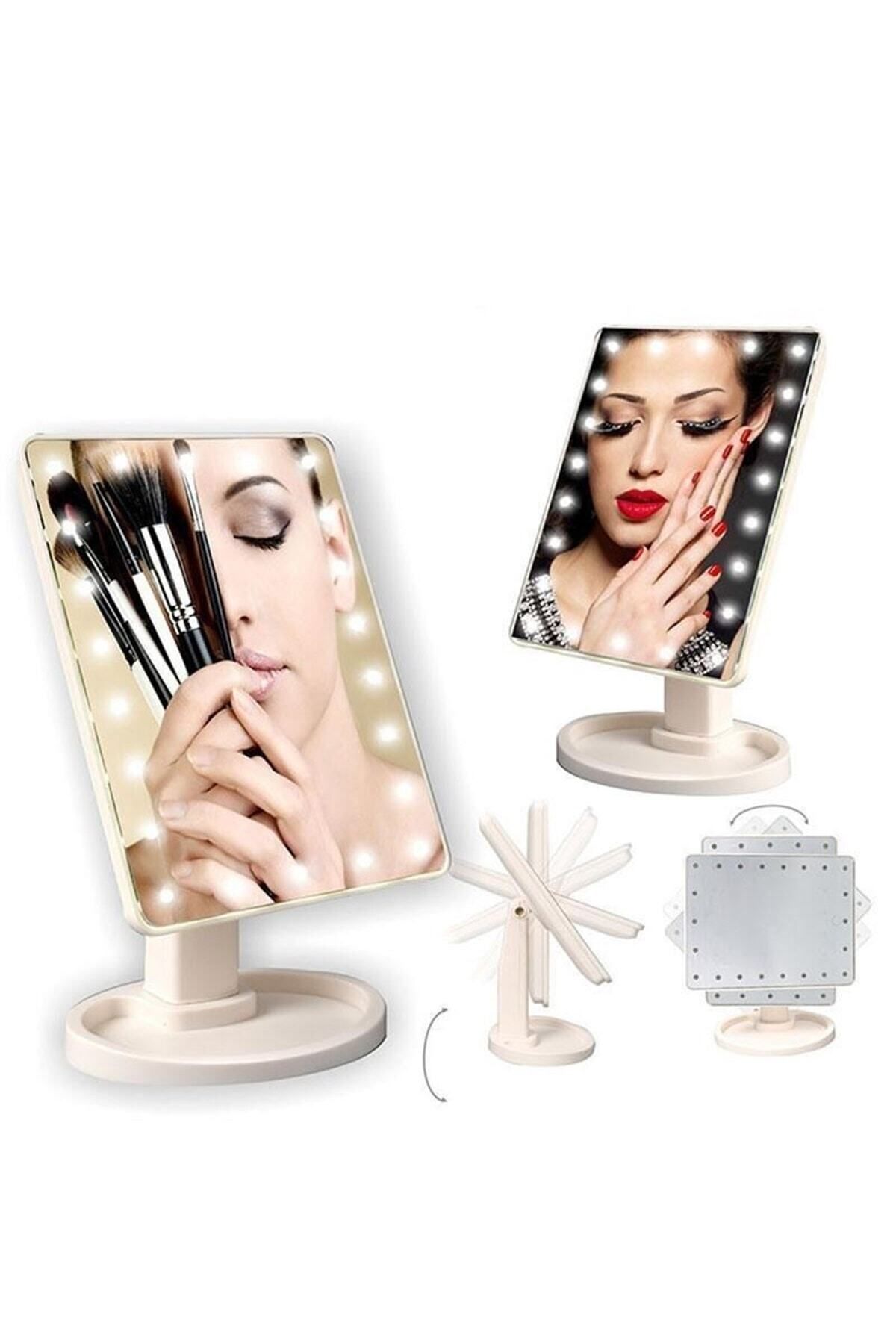 HomeCare ® 22 Ledli 360 Derece Dönebilen Led Işıklı Masaüstü Makyaj Aynası